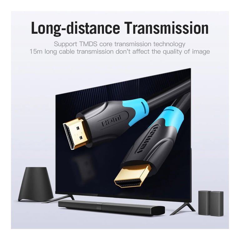 Кабель мультимедійний HDMI M to HDMI M 15.0m 4K30Hz black Vention (AACBN) - фото 5