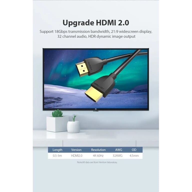 Кабель мультимедійний HDMI M to HDMI M 0.5m 4K60Hz black Vention (AAIBD) - фото 8