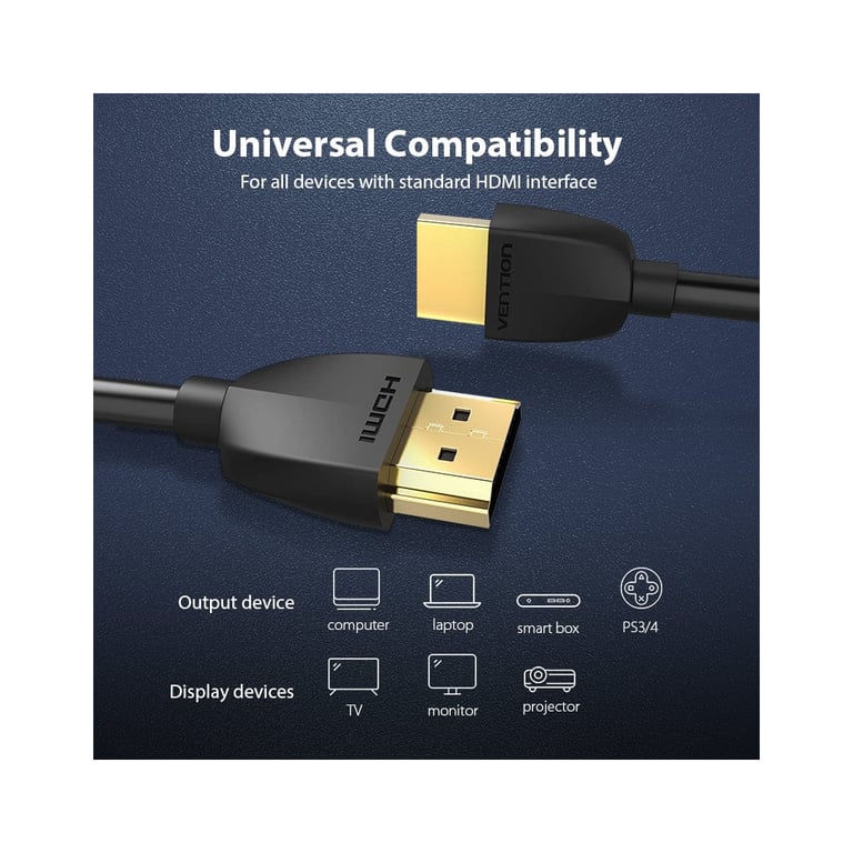 Кабель мультимедійний HDMI M to HDMI M 1.0m 4K60Hz black Vention (AAIBF) - фото 2