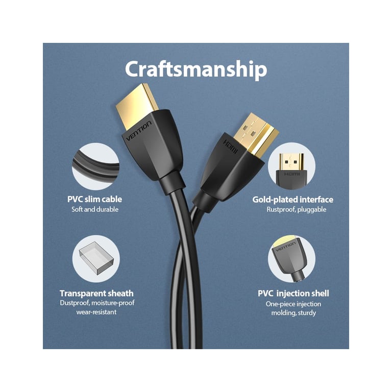 Кабель мультимедійний HDMI M to HDMI M 1.0m 4K60Hz black Vention (AAIBF) - фото 8