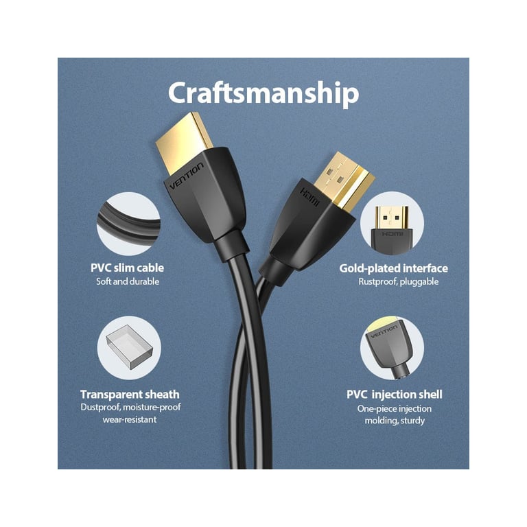 Кабель мультимедійний HDMI M to HDMI M 3.0m 4K60Hz black Vention (AAIBI) - фото 3
