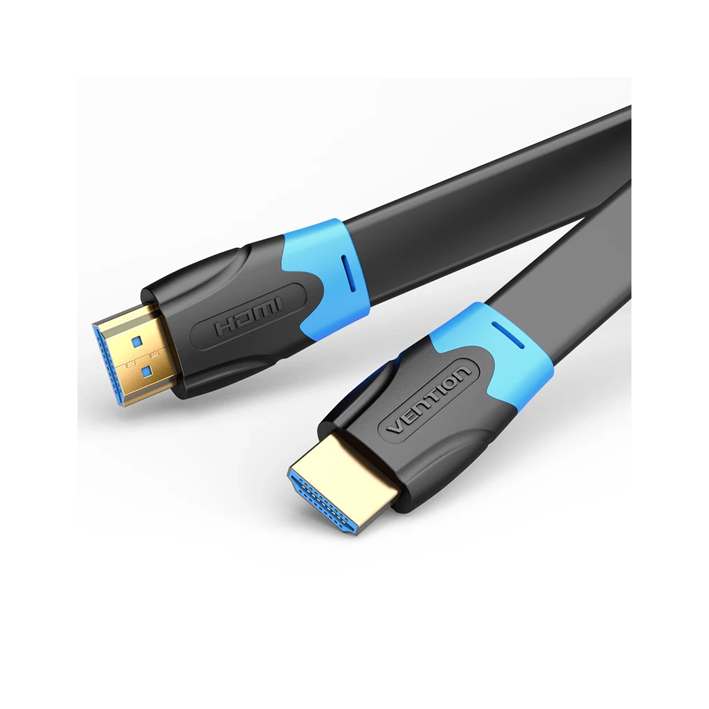 Кабель мультимедійний HDMI M to HDMI M 1.0m 4K60Hz flat black Vention (AAKBF) - фото 1