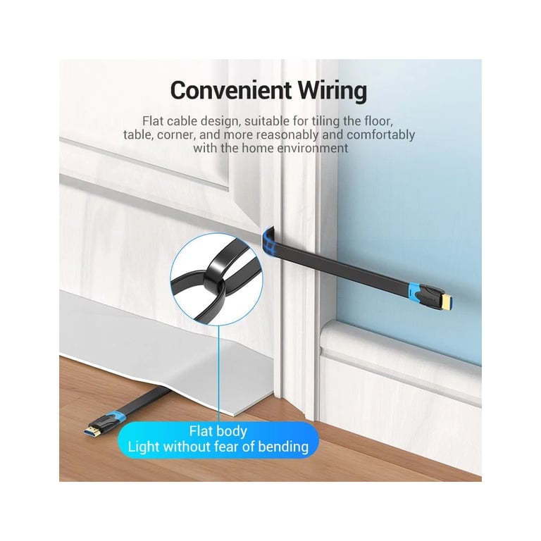 Кабель мультимедійний HDMI M to HDMI M 2.0m 4K60Hz flat black Vention (AAKBH) - фото 2