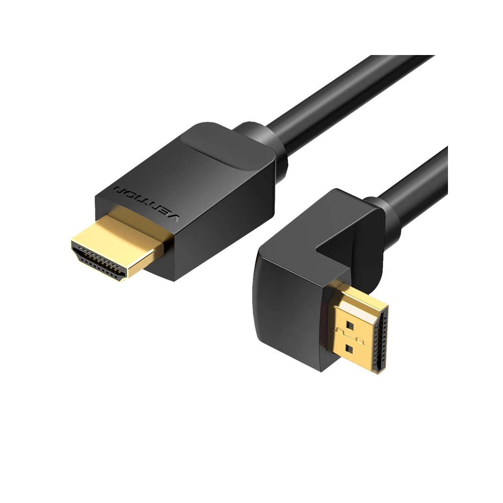 Кабель мультимедійний HDMI M to HDMI M 1.0m 4K60Hz 90° corner black Vention (AAQBF) - фото 1