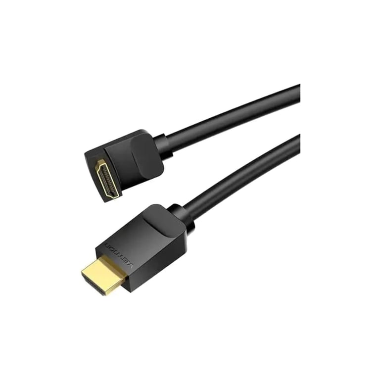 Кабель мультимедійний HDMI M to HDMI M 1.5m 4K60Hz 90° corner black Vention (AAQBG) - фото 2