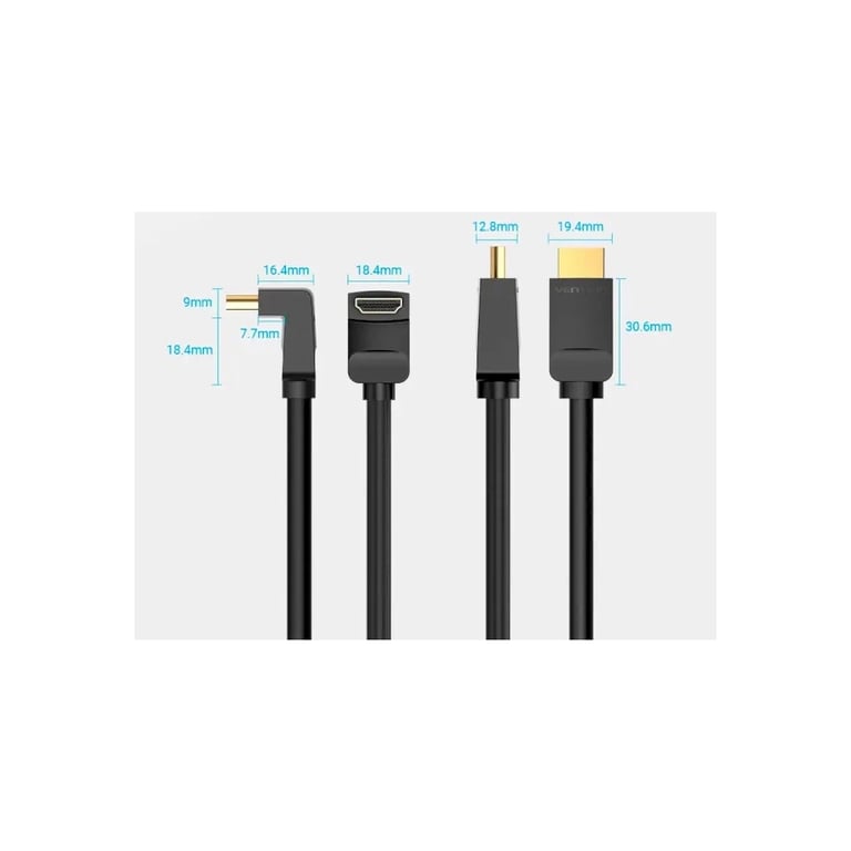 Кабель мультимедійний HDMI M to HDMI M 1.5m 4K60Hz 90° corner black Vention (AAQBG) - фото 4