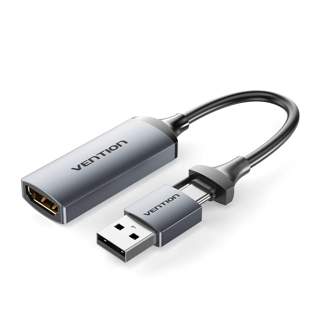 Перехідник USB-C + USB-A to HDMI M 0.1m video capture gray Vention (ACWHA) - фото 1