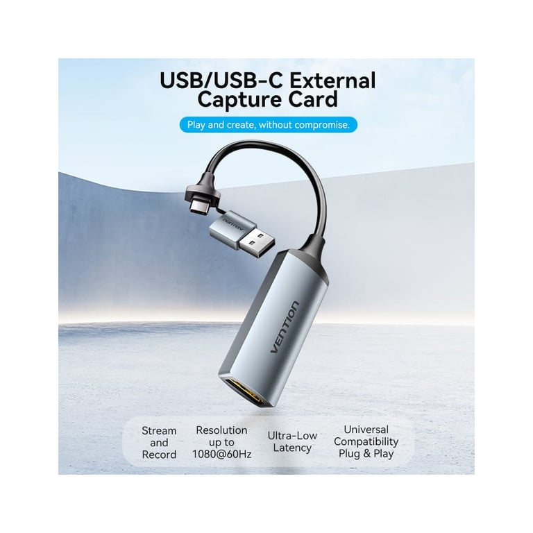 Перехідник USB-C + USB-A to HDMI M 0.1m video capture gray Vention (ACWHA) - фото 5