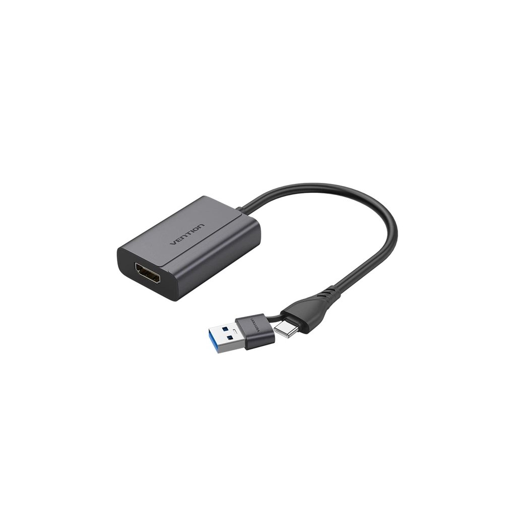 Перехідник USB-C + USB-A to HDMI M 0.15m gray Vention (ACYHB) - фото 1