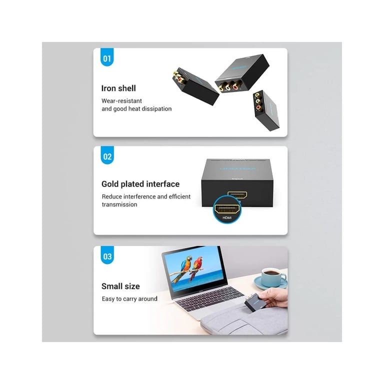 Конвертор HDMI to RCA Metal Type black Vention (AEEB0) - фото 9