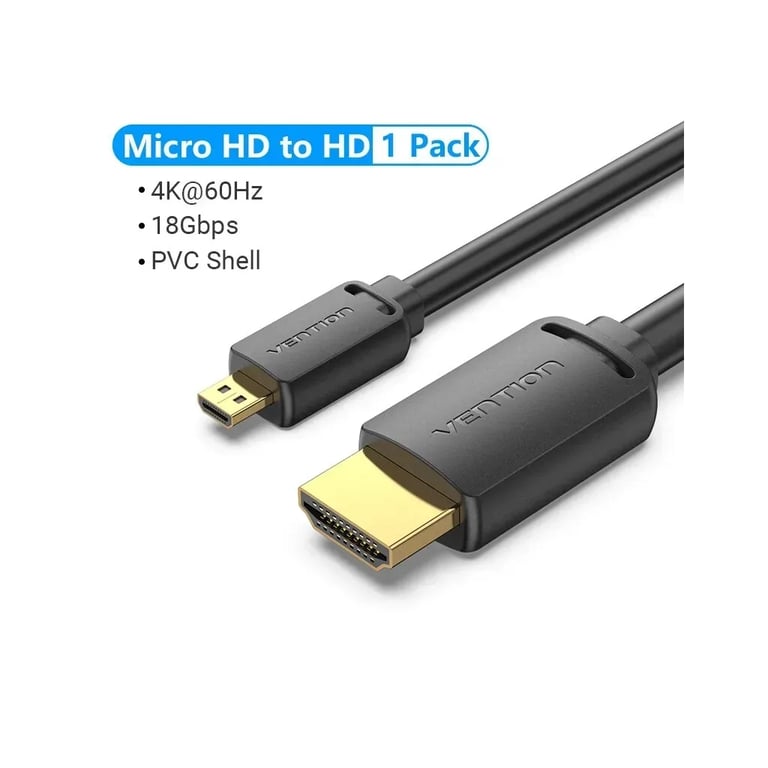 Кабель мультимедійний HDMI M to HDMI micro M 1.0m 4K60Hz black Vention (AGIBF) - фото 9