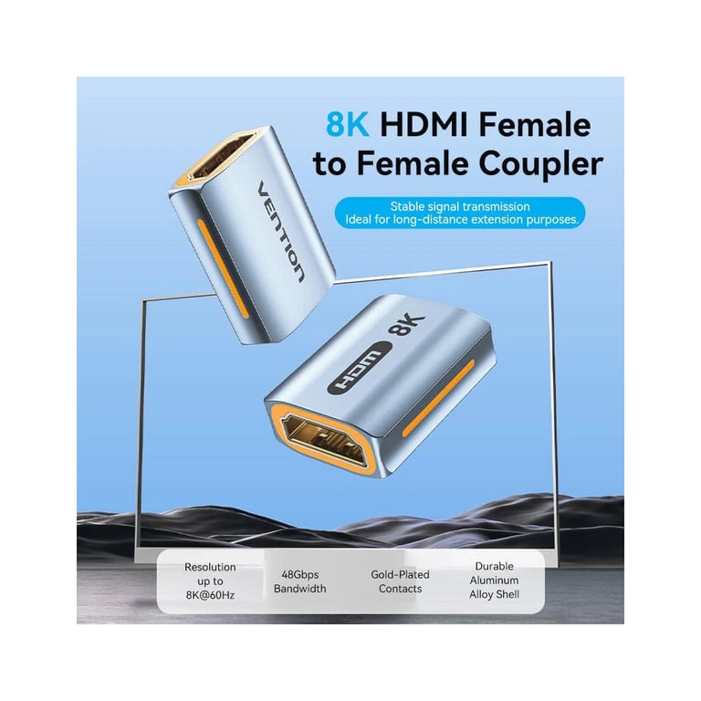 Перехідник HDMI F to HDMI F 8K Aluminum black Vention (AIUH0) - фото 2