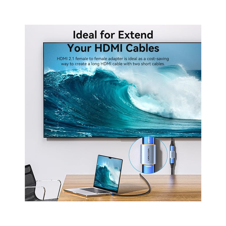 Перехідник HDMI F to HDMI F 8K Aluminum black Vention (AIUH0) - фото 3