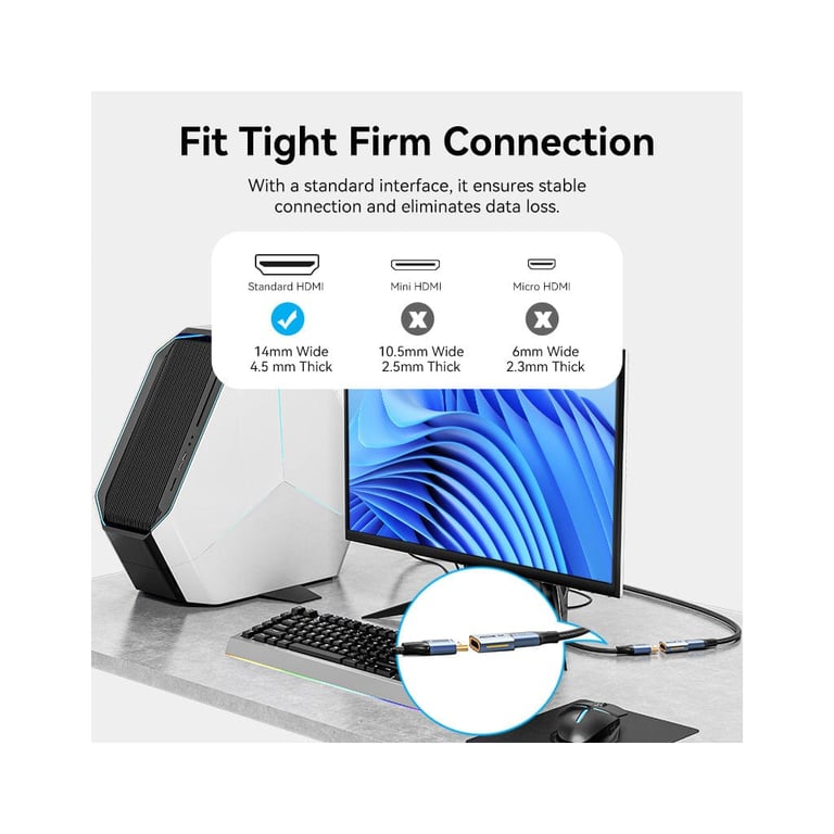 Перехідник HDMI F to HDMI F 8K Aluminum black Vention (AIUH0) - фото 4