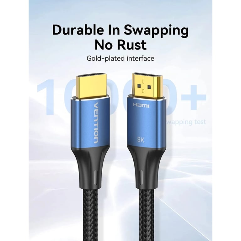 Кабель мультимедійний HDMI M to HDMI M 5.0m 8K60Hz cotton braided blue Vention (ALGLJ) - фото 3