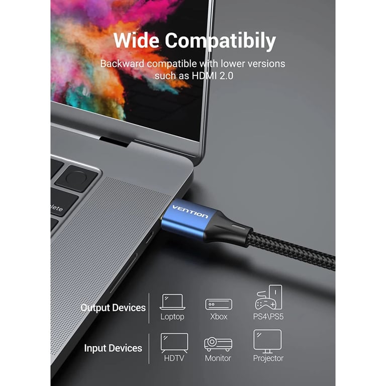 Кабель мультимедійний HDMI M to HDMI M 5.0m 8K60Hz cotton braided blue Vention (ALGLJ) - фото 4