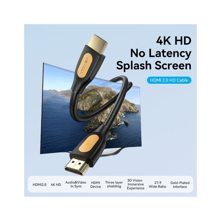 Кабель мультимедійний HDMI M to HDMI M 5.0m 4K30Hz black Vention (ALIBJ) - фото 2