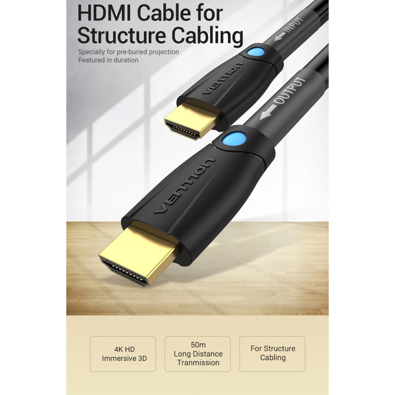Кабель мультимедійний HDMI M to HDMI M 1.0m 4K60Hz cotton braided black zinc alloy Vention (ALMBF) - фото 3