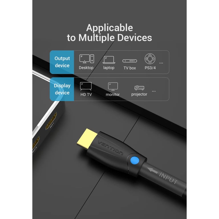 Кабель мультимедійний HDMI M to HDMI M 1.0m 4K60Hz cotton braided black zinc alloy Vention (ALMBF) - фото 6