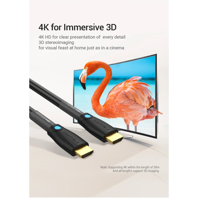 Кабель мультимедійний HDMI M to HDMI M 1.0m 4K60Hz cotton braided black zinc alloy Vention (ALMBF) - фото 8