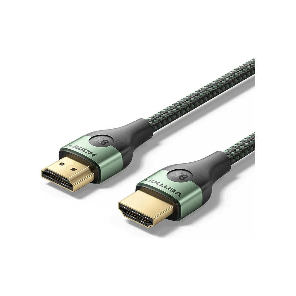 Кабель мультимедійний HDMI M to HDMI M 1.5m 8K60Hz ultra thin cotton braided green Vention (ALOGG) - фото 1