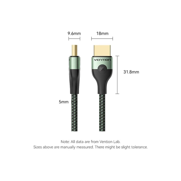 Кабель мультимедійний HDMI M to HDMI M 1.5m 8K60Hz ultra thin cotton braided green Vention (ALOGG) - фото 2