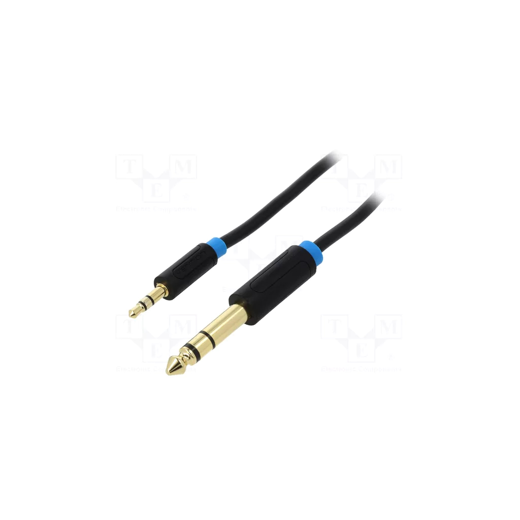 Кабель мультимедійний 3.5mm M to 6.35mm M 0.5m black Vention (BABBD) - фото 1