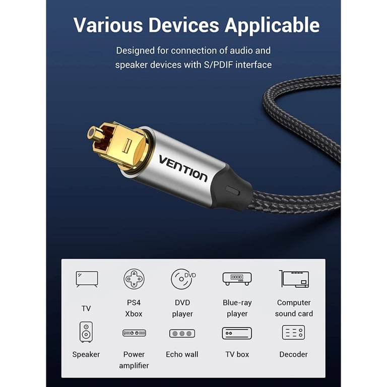 Кабель мультимедійний Optical Toslink 1.0m gray Vention (BAVHF) - фото 8