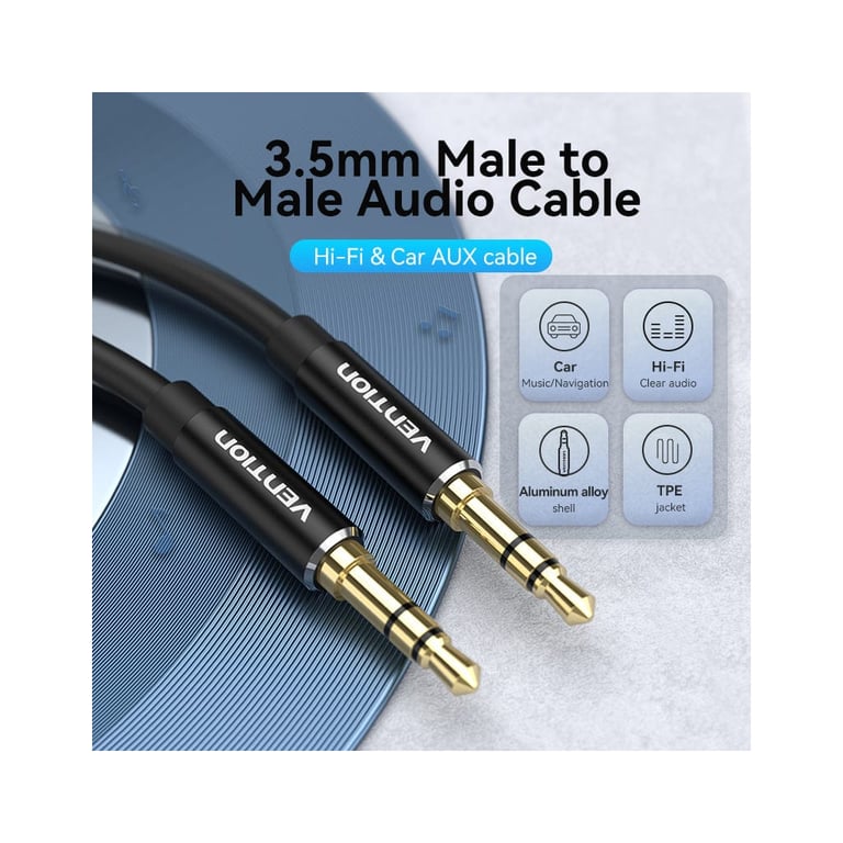 Кабель мультимедійний 3.5mm M to 3.5mm M 1.5m black Vention (BAXBG) - фото 3