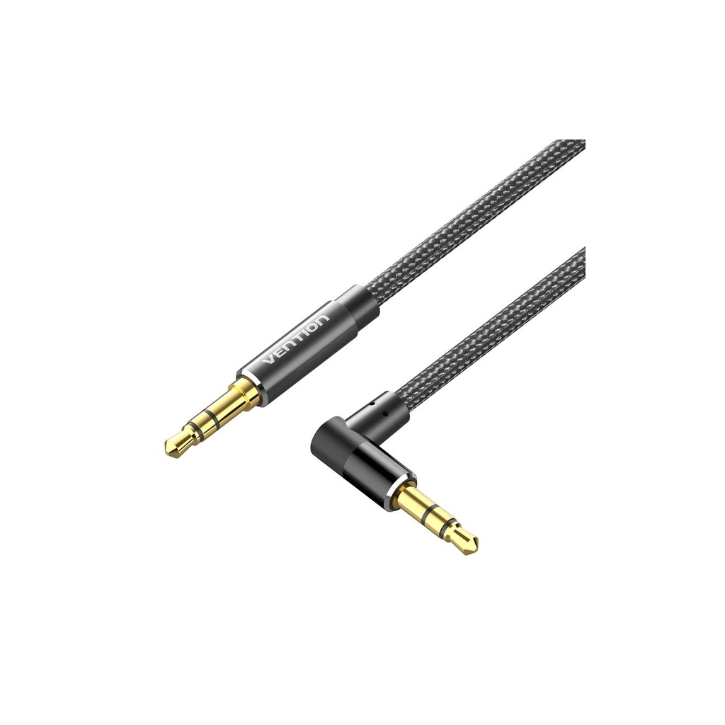 Кабель мультимедійний 3.5mm M to 3.5mm M 1.0m 90° corner black Vention (BAZBF) - фото 1