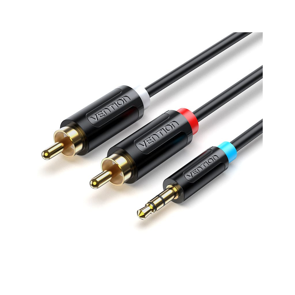 Кабель мультимедійний 3.5mm M to 2xRCA M 2.0m black Vention (BCLBH) - фото 1