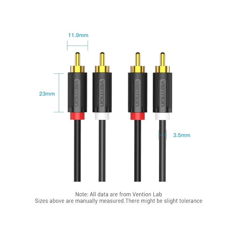 Кабель мультимедійний 2xRCA M to 2xRCA M 1.5m black Vention (BCMBG) - фото 2