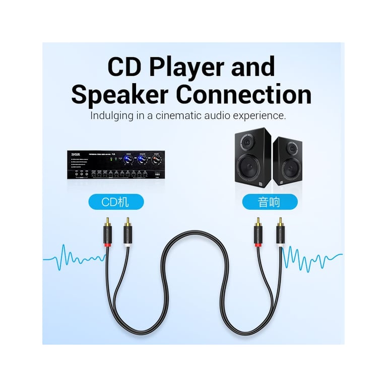 Кабель мультимедійний 2xRCA M to 2xRCA M 1.5m black Vention (BCMBG) - фото 8