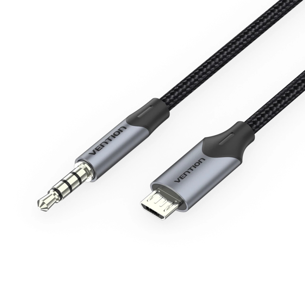Кабель мультимедійний Micro 5P M to 3.5mm M 1.0m (4pin) black Vention (BDGBF) - фото 1