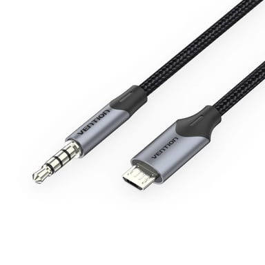 Кабель мультимедійний Micro 5P M to 3.5mm M 1.0m (4pin) black Vention (BDGBF) - фото 1
