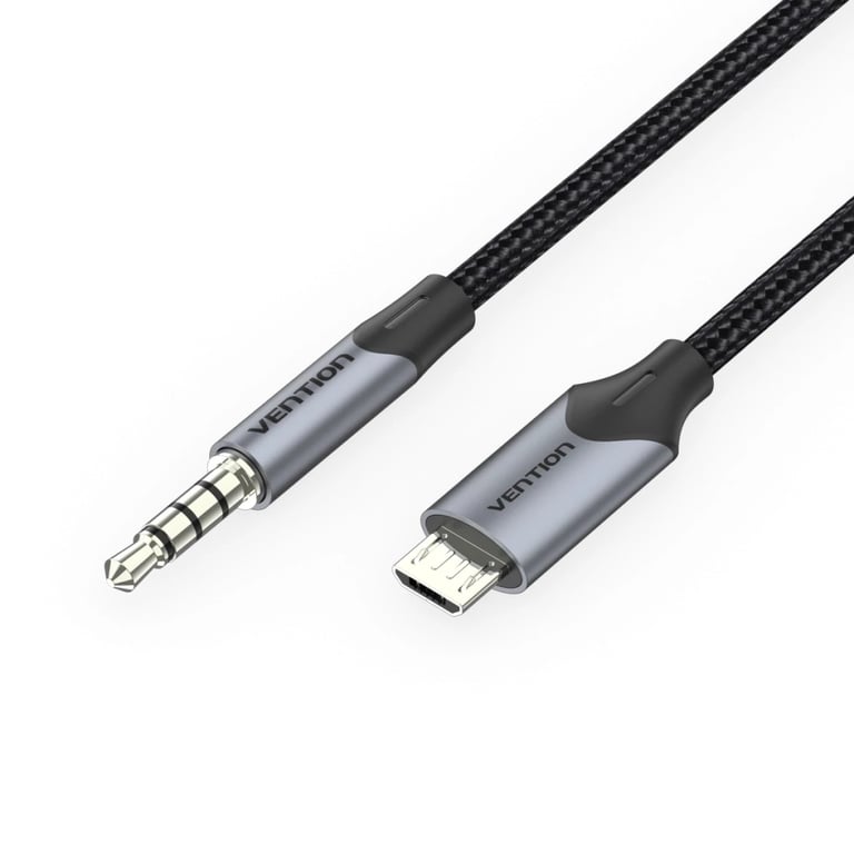 Кабель мультимедійний Micro 5P M to 3.5mm M 1.0m (4pin) black Vention (BDGBF) - фото 1