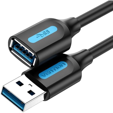 Дата кабель USB 3.0 AM/AF 0.5m black Vention (CBHBD) - фото 1