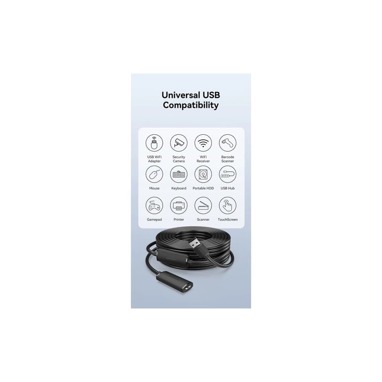 Дата кабель USB 2.0 AM/AF 10.0m Active black Vention (CBKBL) - фото 8
