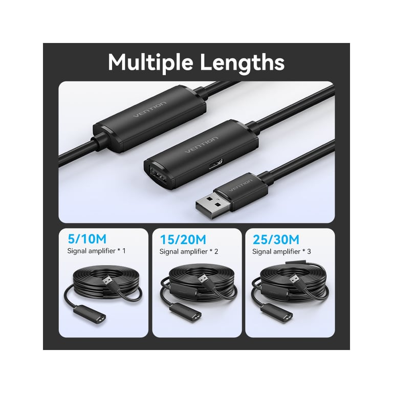 Дата кабель USB 2.0 AM/AF 15.0m Active black Vention (CBKBN) - фото 8