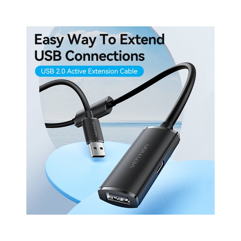 Дата кабель USB 2.0 AM/AF 25.0m Active black Vention (CBKBS) - фото 2