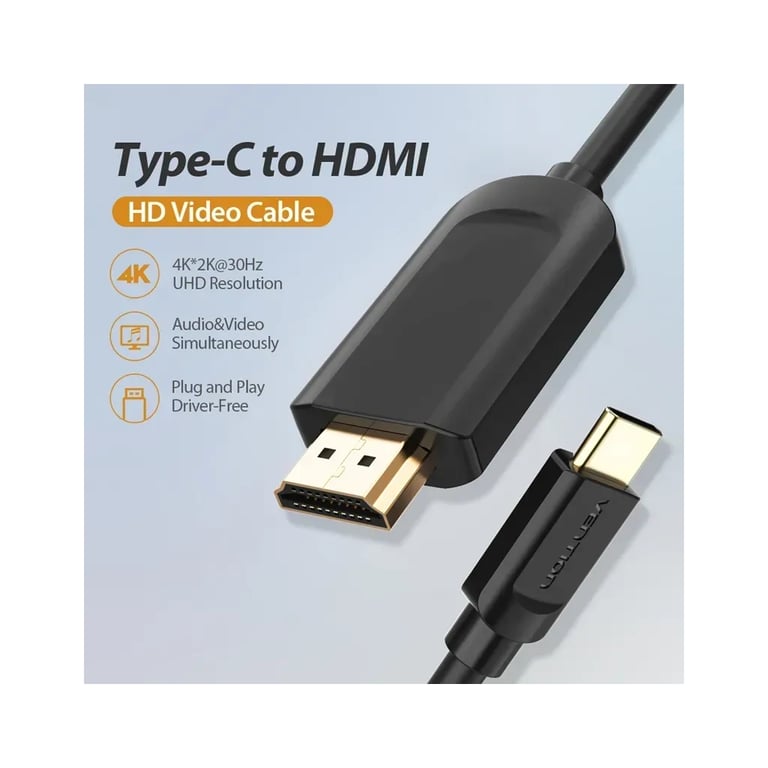 Кабель мультимедійний USB-C to HDMI M 1.5m black Vention (CGUBG) - фото 4