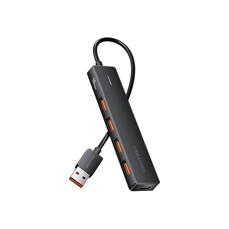 Концентратор Vention USB to 4xUSB 3.2 Gen2 + USB-C 10Gbps 0.15m black (CHOBB) - фото 1
