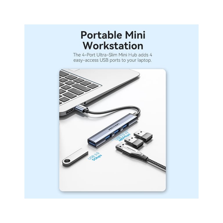 Концентратор Vention USB 3.0 to 1xUSB 3.0 + 3xUSB 2.0 0.15m gray (CKOHB) - фото 6