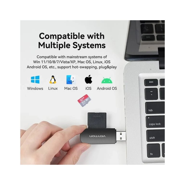 Зчитувач флеш-карт Vention USB 3.0 to SD+TF Black Dual Drive Letter (CLGB0) - фото 7