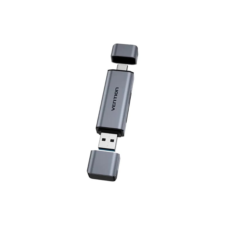 Зчитувач флеш-карт Vention USB 3.0 AM/USB-C to SD+TF Gray Dual Drive Letter Aluminum Alloy (CLLH0) - фото 2