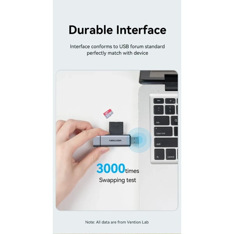 Зчитувач флеш-карт Vention USB 3.0 AM/USB-C to SD+TF Gray Dual Drive Letter Aluminum Alloy (CLLH0) - фото 7