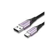 Дата кабель USB 2.0 AM to USB-C 1.5m 3A cotton braided aluminum purple Vention (CODVG) - фото 1