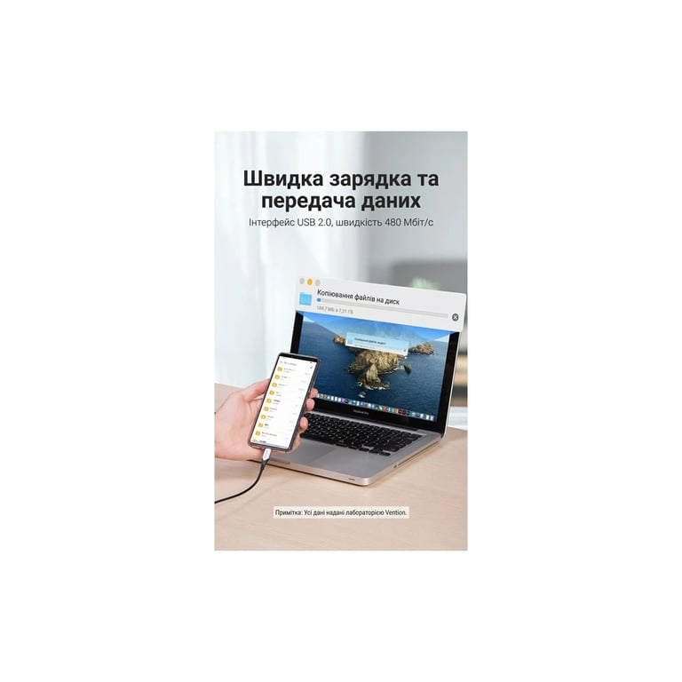 Дата кабель USB 2.0 AM to USB-C 1.5m 3A cotton braided aluminum purple Vention (CODVG) - фото 8