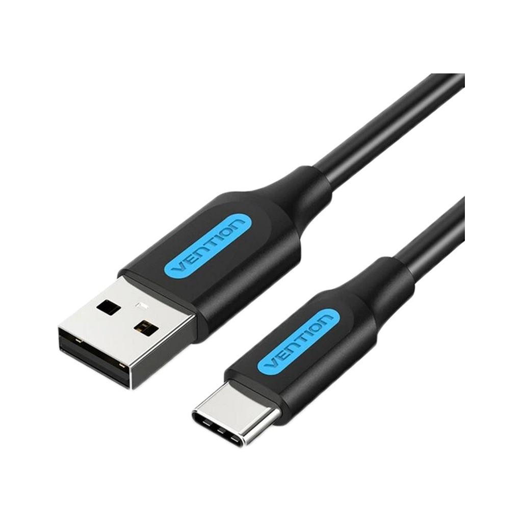 Дата кабель USB 2.0 AM to USB-C 1.5m 3A black Vention (COKBG) - фото 1