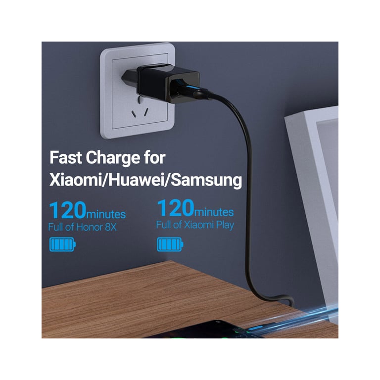 Дата кабель USB 2.0 AM to Micro 5P 1.0m 3A black Vention (COLBF) - фото 3